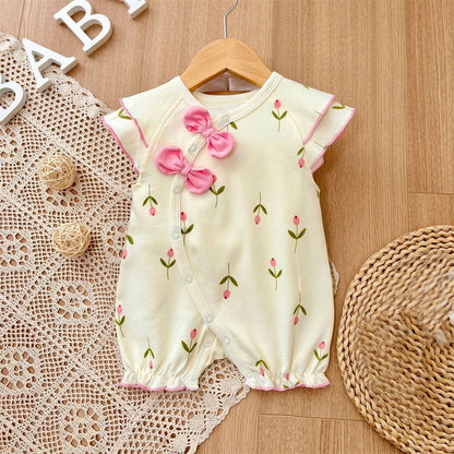 2025 baby girl rompers summer short sleeve clothing cotton Girls Onesies toddlers clothes infant newborn overalls kids homewear
