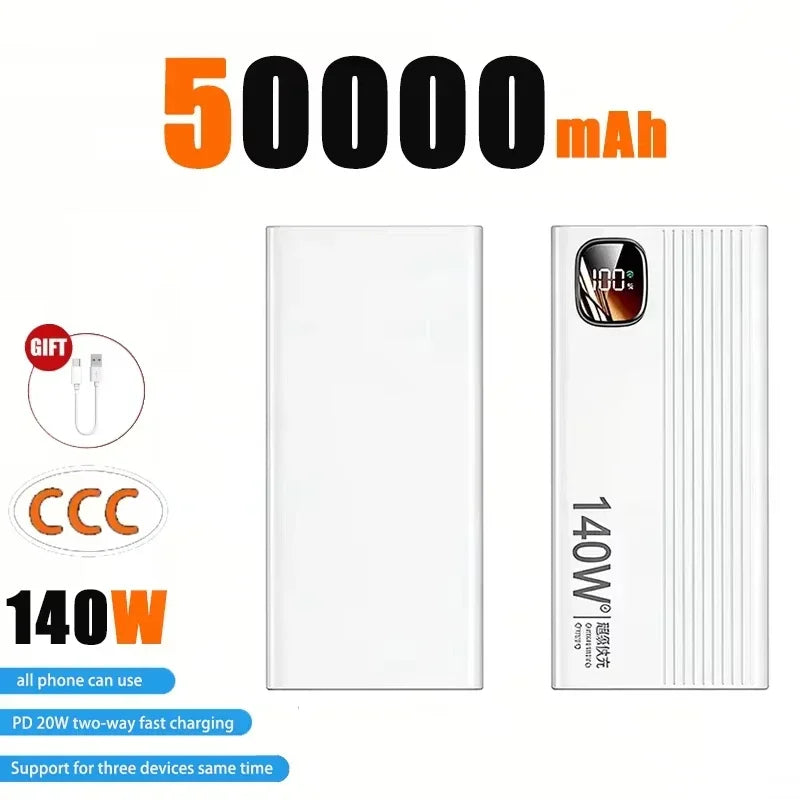 Lenovo 140W Super Rapid Charging 2026New High‑Capacity Portable Battery 500000mAh Powerbank Power Bank For Xiaomi iPhone Phone