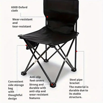 Outdoor Foldable Chair Camping Chair with Side Pocket Picnic Oxford Cloth Chairs Portable Beach Fishing Chairs Outdoor Chair