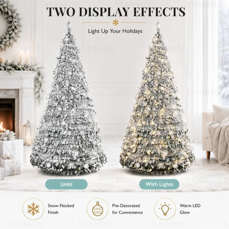 Integrated Foldable Christmas Tree with Ornaments LED Lights High-end Christmas Tree 150cm/180cm Home Christmas Party Decoration