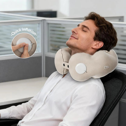 1 pc of compression inflatable neck pillow, portable adjustable U-shaped support pillow, office travel neck pillow