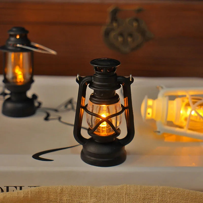 Dollhouse Mini Led Retro Glowing Pony Lantern Simulation Cande Light Night Light  Dolls Miniature oil light Lamp Home Decor Toy