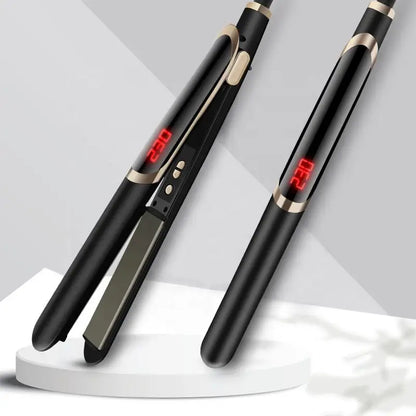 2-in-1 salon-grade ceramic plate hair straightener LCD display tourmaline infrared electric hair straightener comb