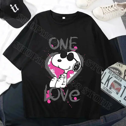 Snoopys Men Women Summer Clothes Adult Cotton Shirts Cartoon Anime Graphic Print Tops Cool Comfortable Shirt Birthday Party Gift