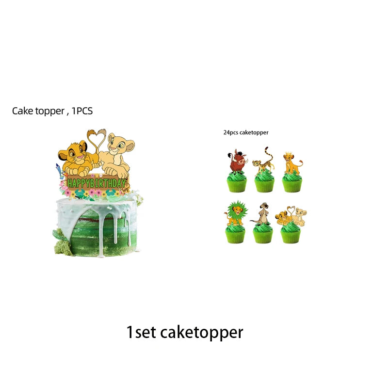 Lions Thme Boy Birthday Party Decorative Supplies Paper Cup Plates Napkin Caketopper Balloon For  Baby Shower Parties Decoration