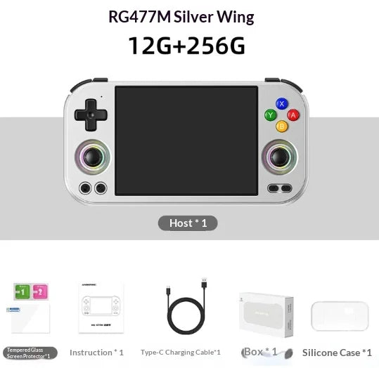Rg 477m Game Console 3d Hall Joystick 4.7"120hz CNC Aluminum Android Handheld Active Heat Dissipation 12+256gb For Steam Switch