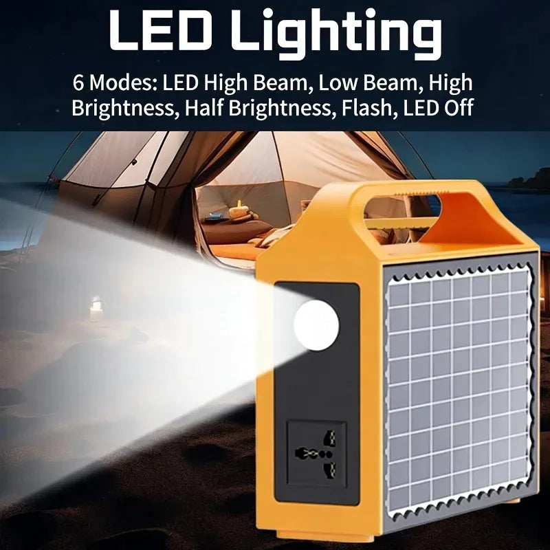 100W Portable Solar Power Station with LED Light & Solar Panel 220V 110V Power Supply Solar Generator Outdoor Backup Power