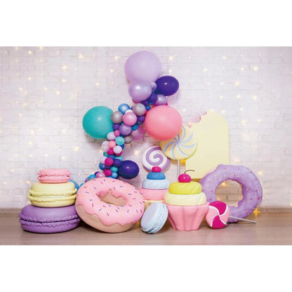 Candy Bar Baby Shower Birthday Backdrop Ice Cream Car Donuts Lollipop Party Photo Background Cake Table Decor Photography Props
