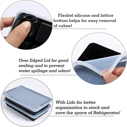 15 Grid Silicone Ice Cube Molds Reusable Big Ice Tray Mold Durable Ice Mould With Lid for Bar Pub Whiskey Cocktail