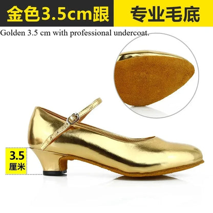 Women Patent Leather Shiny Closed Toe Salsa Shoes Black Gold Silver Red Ballroom Tango Latin Dance Shoes for Woman 5cm/7cm Heels