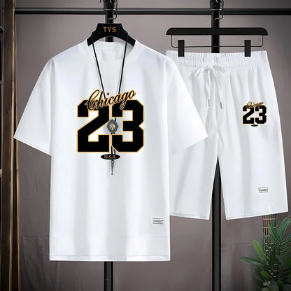 The 2025 summer new men's set features street fashion casual comfort softness breathability and 3D digital pattern printing