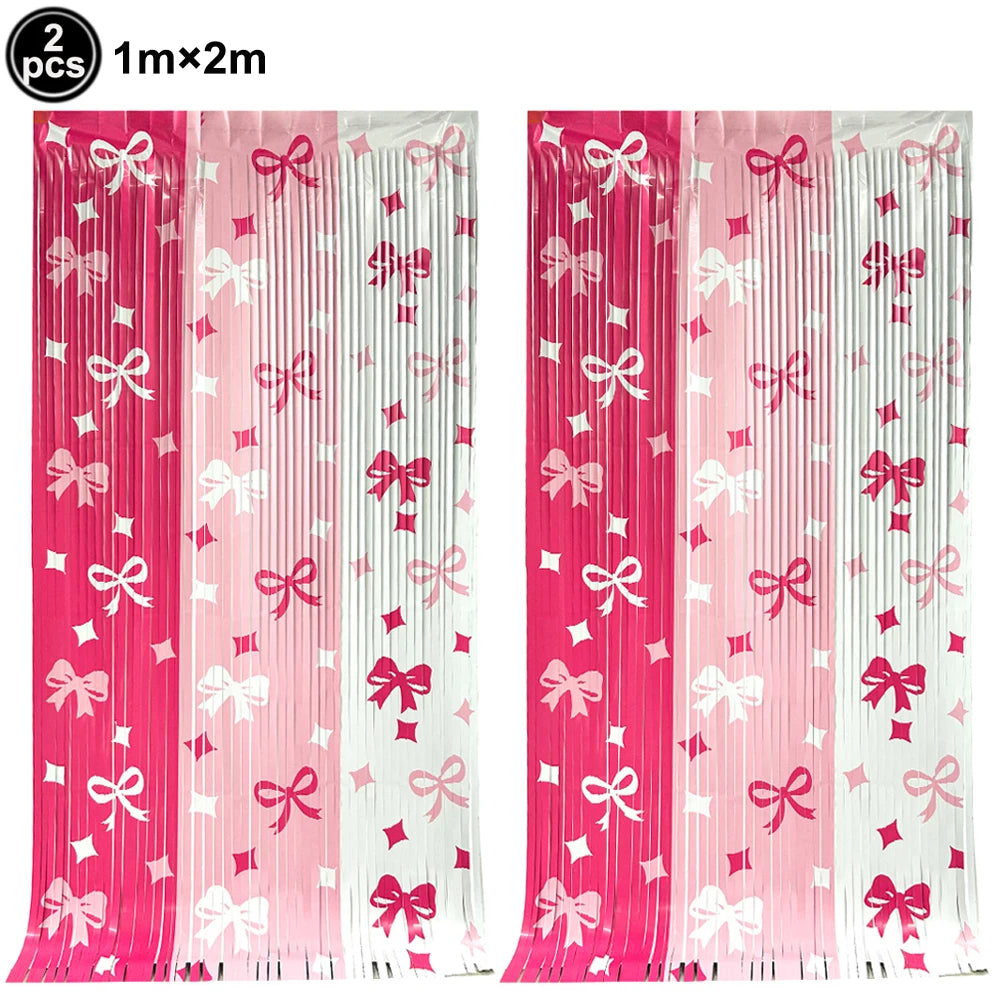 10pcs Bow Cupcake Toppers Birthday Bowknot Ribbons Coquette Pink Bow Cake Decors Bridal Baby Girls Wedding Party Supplies