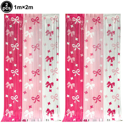 10pcs Bow Cupcake Toppers Birthday Bowknot Ribbons Coquette Pink Bow Cake Decors Bridal Baby Girls Wedding Party Supplies