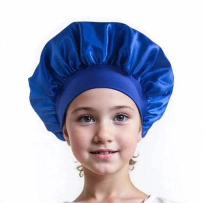 Kids Sleep Cap Satin Bonnet for Child Girls Boys Toddler Night Sleeping Hat Elastic Solid Blank Cook Beanie Soft Turban Headwear