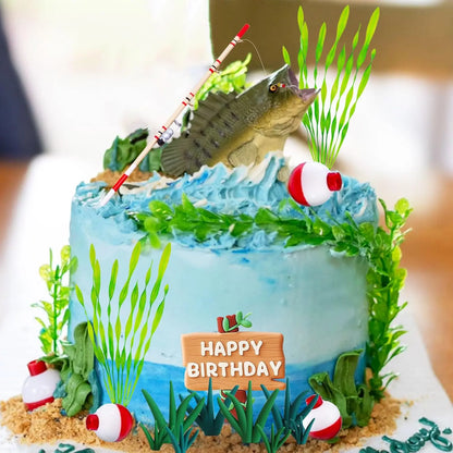 Fishing Cake Topper Gone Fishing Cake Topper Fishing Birthday Party Decorations for Baby Shower Birthday Party Supplies