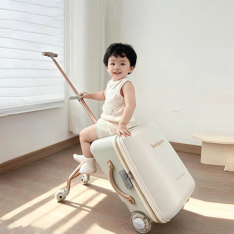 Children Travel Suitcase PP Material Sit to Ride On Rolling Luggage Carry-on Cabin Suitcase for Kids