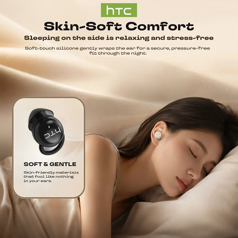 HTC NE91 Sleep Earbuds Wireless Bluetooth Earphones Comfortable To Wear Headphones ANC Noise Cancelling Low Latency Clear Sound