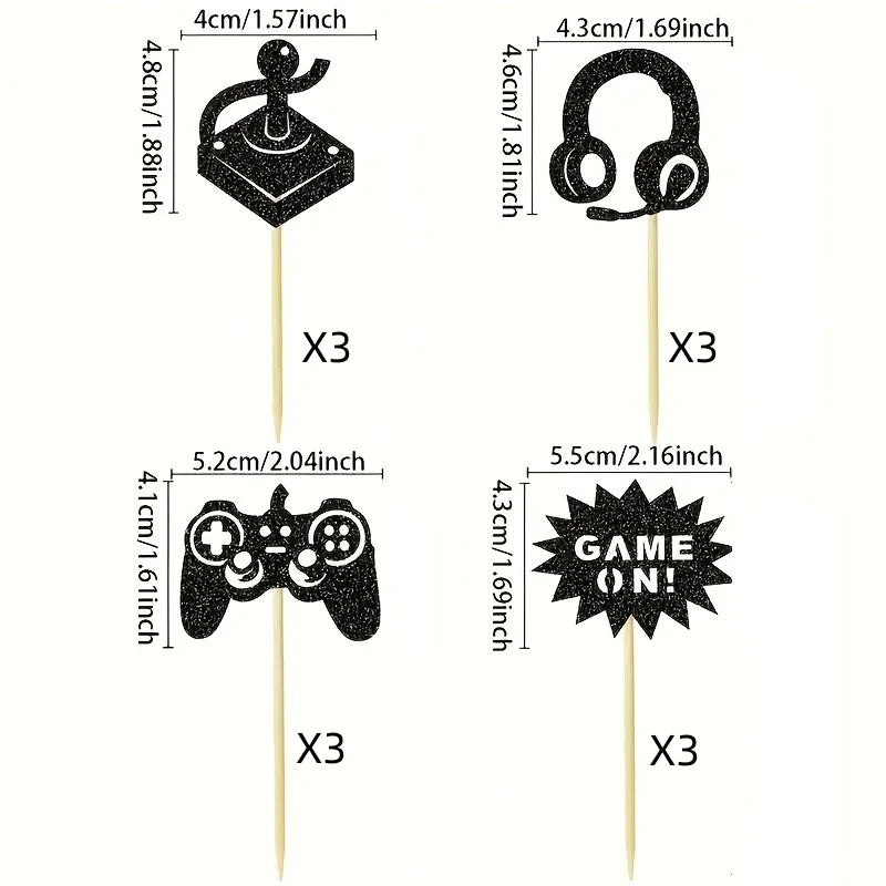 GamePad Cake Topper Happy Birthday Wedding Game on Kids Boys Party Baby Shower Cupcake Toppers Decoration Baking Supplies DIY