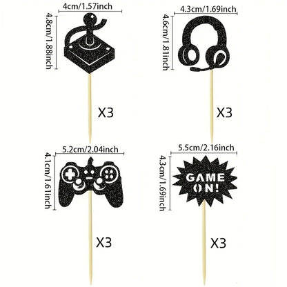 GamePad Cake Topper Happy Birthday Wedding Game on Kids Boys Party Baby Shower Cupcake Toppers Decoration Baking Supplies DIY