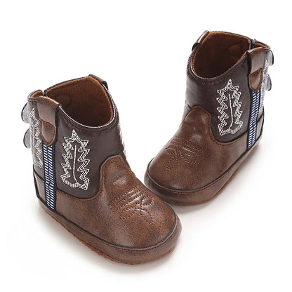 0-18M Retro Baby Boots Fashion PU Winter Boys Girls Shoes Non-Slip Soft Sole First Walker Winter Warm Snow Boots Crib Shoes