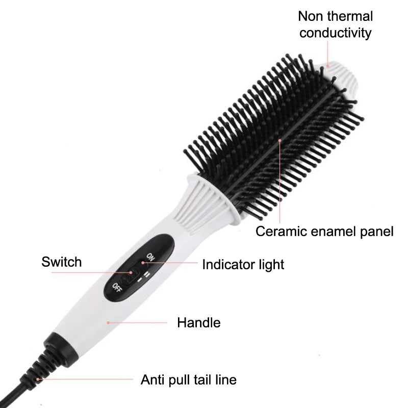 Multifunctional Heating Curling Iron Ceramic Heated Round Brush Electric Hair Straightener Brushes Professional Styling Tool
