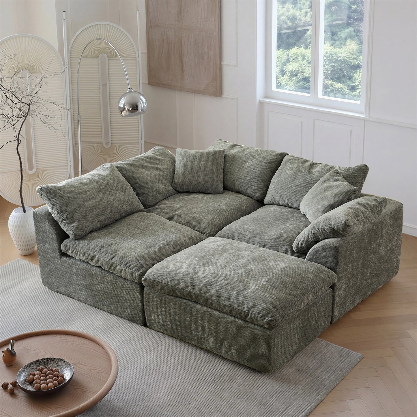 Modern Modular Sectional Sofa Cloud Couch Oversized Deep Seat Comfy Sofa for Living Room Furniture with Removable Cushions