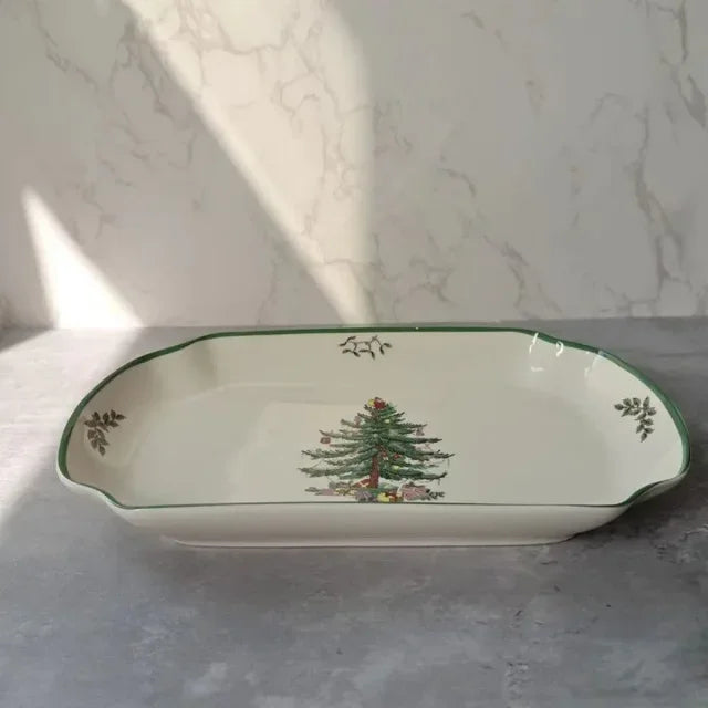 Holiday-themed Christmas Ceramic Plates Cutlery Sets Dinner Plates Bowls Soup Plates Mugs Coffee Cups Saucers Sets