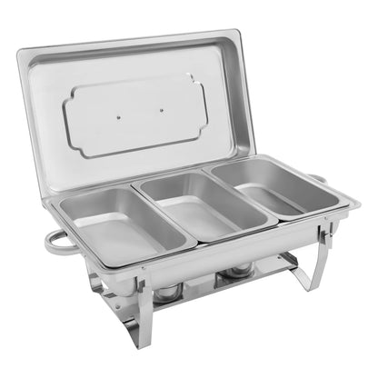 Chafing Dish Buffet Set,Gatherings Self-service Stove Food Plates,410 Stainless Steel Buffet Dishes Set,with 3 Food Compartments