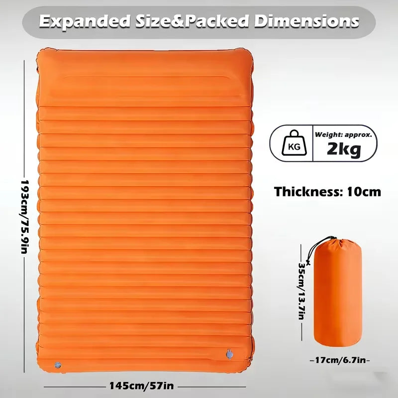 Thickened Double-Layer 3.94-Inch Inflatable Mat, Detachable Inflatable Pad, Suitable for Multiple People
