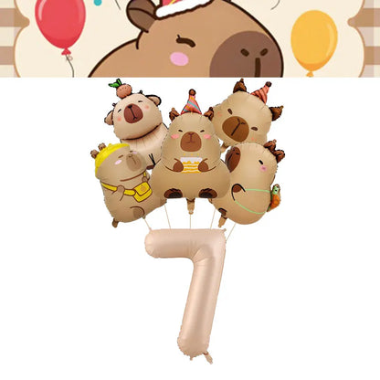 Capybara Decoration Birthday Party Favors Tableware Set Cup Plate Balloons Gift Bags Happy Banner Cake Topper Supplies for Girls