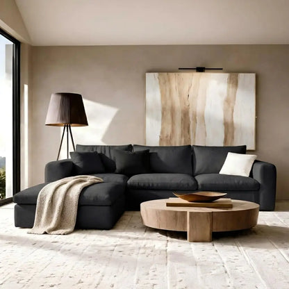 Modular Cloud Sectional Sofa, No Assembly Boneless Couch, High Back Pillows, Living Room & Apartment Durable Fabric, Customized