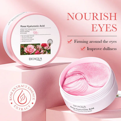 60pcs BIOAQUA Rose Hyaluronic Acid Eye Mask Anti Wrinkle Dark Circles Eye Bags Moisturizing Firming Eye Patches Skin Care