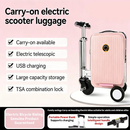 Electric Luggage with Smart Reverse and Forward Function for Walking, Riding, Traveling Trolley Case with Electric Driving