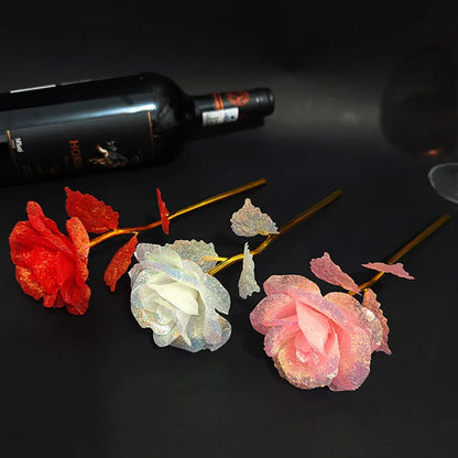5/10/20PCS Valentine's Day Foil Plated Rose Gold Lasts Forever Love Wedding Decor Foil Rose Artificial Wedding Mother's Day Gift