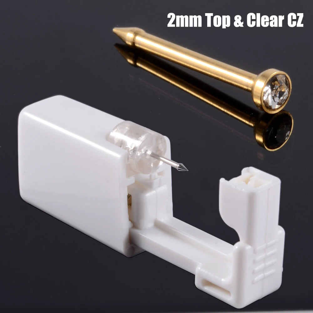 Disposable Safe Sterile Piercing Unit For Nose Studs Piercing Gun Tool Machine Kit Stud CZ Earrings Body Jewelry Easy Used 0.8mm