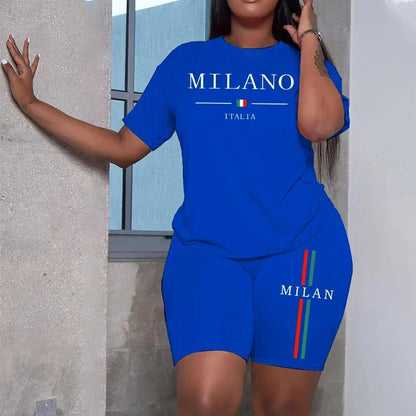 2026 Popular Women's T-shirt Shorts Tracksuit High Quality Summer Home Outdoor Casual Sport 2pcs Set Gym Fitness Outfits