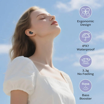 D20 Mini Sleep Earbuds for Side Sleepers | ANC Bluetooth 5.4 48H Battery IP7 Waterproof Hi-Fi Bass ENC Mic.