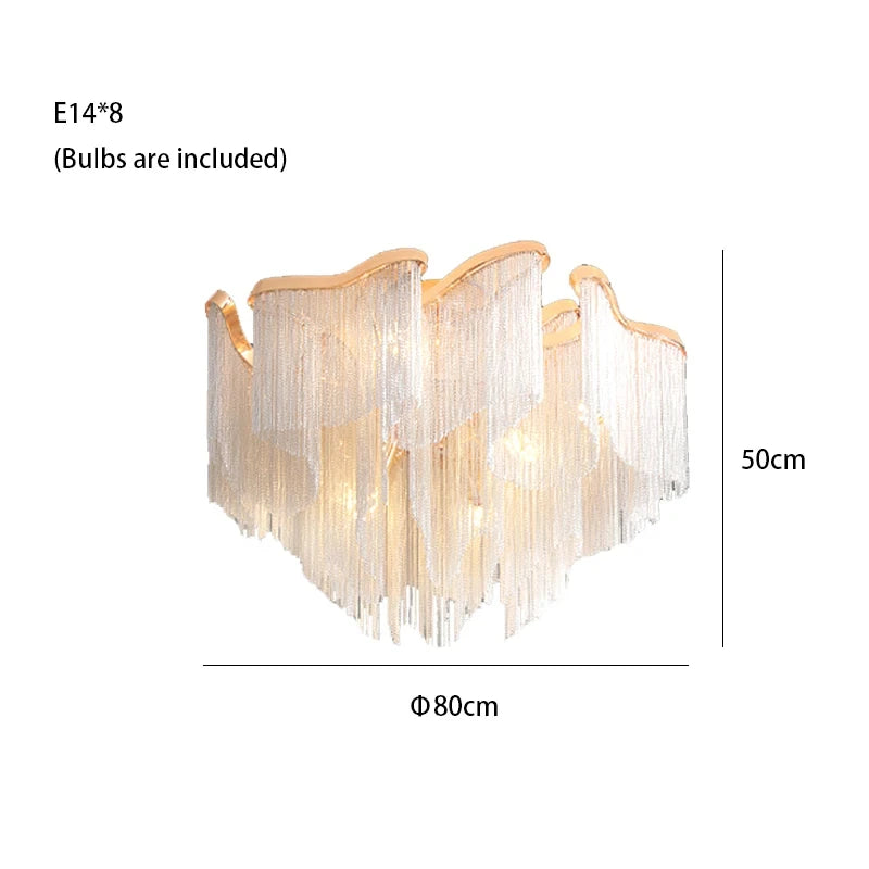 Luxury Tassels Led Pendant Lights New Gold Lustres Hanging Lamps For Ceiling Modern Decoration Home Decor For Bedroom Chandelier
