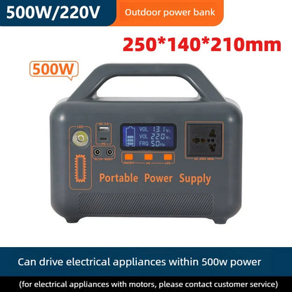 Portable Upgrade 500W 220V 461WH LiFePO4 Power Bank for Solar Charging Emergency Lighting Power Station with Camp Solar Panel
