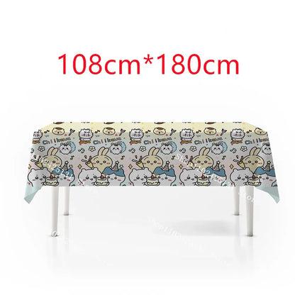 Chiikawa kawaii Happy Birthday Party Decorations Cute plate Banner Cake Topper Flag Balloons Disposable tableware Decorations