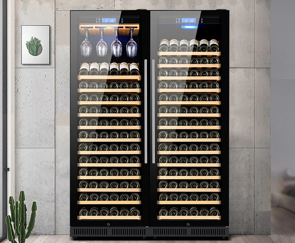 168 Bottle Built In Wine Cellar Horizontal Wine Cooler Fridge Kitchen Single Zone Refrigerator for Home Bar Club Storage