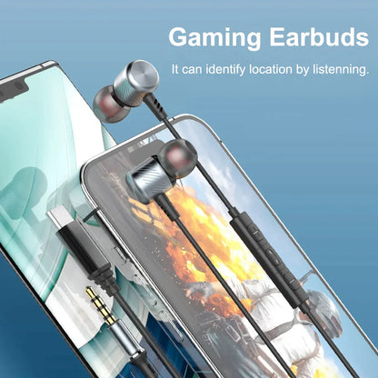 EARDECO Bass Wired Earphone Gaming Earbuds 3.5mm/typec Wired Headphones Stereo Noise Reduction Headphone Auriculares with mic
