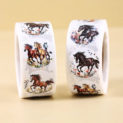 500pcs Horse Themed Round Stickers Gift Sealing Decals DIY Scrapbook Notebook Phone Stickers Holiday Decoration Supplies Gifts