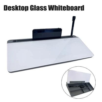 Glass Desk Whiteboard With Storage Plastic Memo Keyboard Stand Tempered Household Message Board Home Office Blackboard