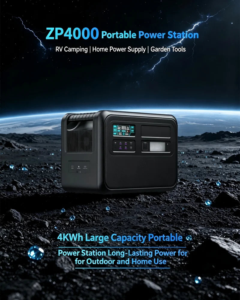 ZP4000 Portable Power Station, 4020Wh Large Capacity Outdoor Generator for Camping & Home Emergency Power Supply