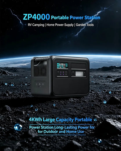 ZP4000 Portable Power Station, 4020Wh Large Capacity Outdoor Generator for Camping & Home Emergency Power Supply