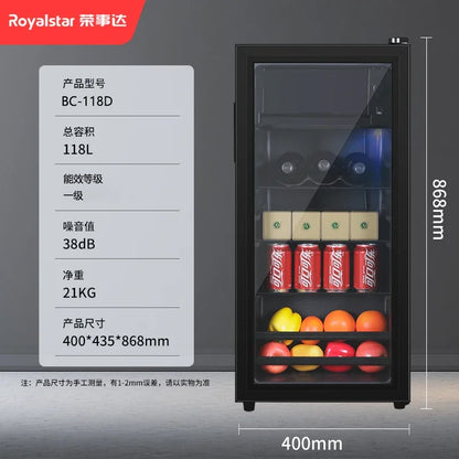 LTT Tea Drinks Office Mini Refrigerator Transparent Single Door Commercial Refrigerated Cabinet