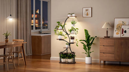 8-Tier Indoor Plant Stand with Grow Lights Multi-Functional Flower Rack for Multiple Plants 2-Tier Metal Stand Irregular Design for Patio Living Room Study Bedroom Gift for Plant Lovers