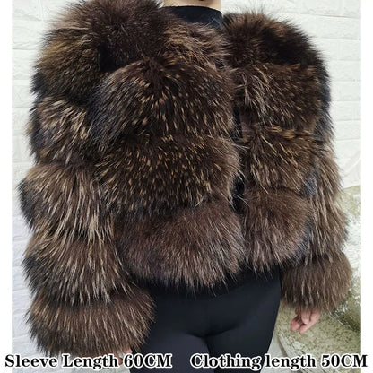 2026 Maomaokong Super Hot Winter Women Luxury Thick Real Raccoon Fur Coat Natural Fox Fur Jacket Plus Size Jackets Female Vest