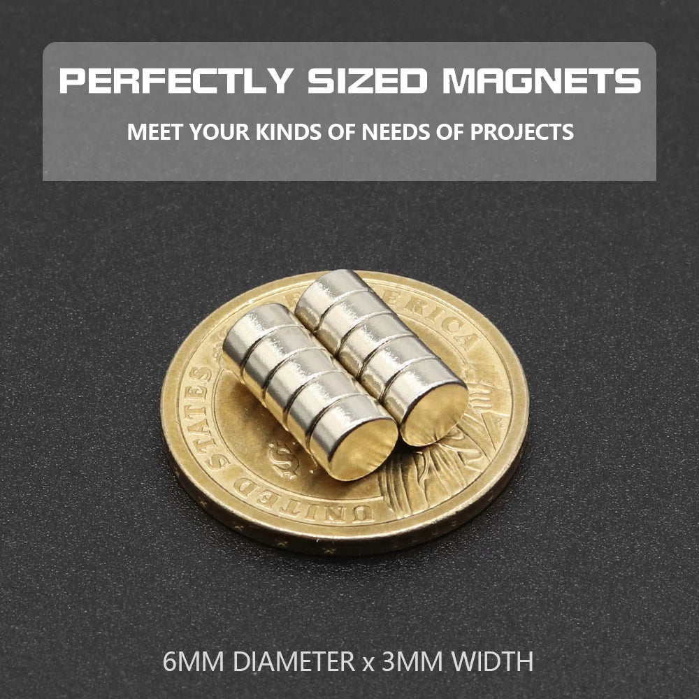 Super Powerful round Neodymium Magnet NdFeB N35 Strong Permanent Magnetic Imans for Refrigerator Various Sizes 2x2/4x2/5x1/6x2/8